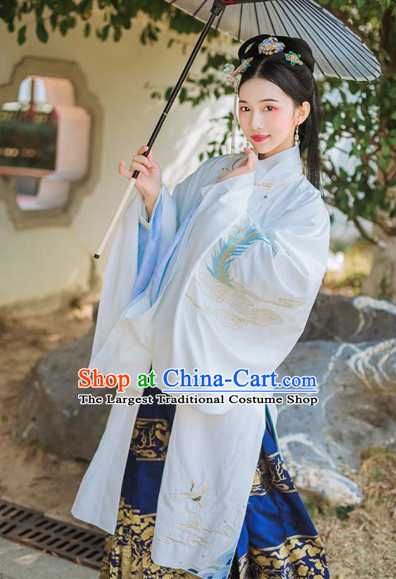 Chinese Ancient Ming Dynasty Imperial Consort Embroidered Historical Costume Complete Set for Women