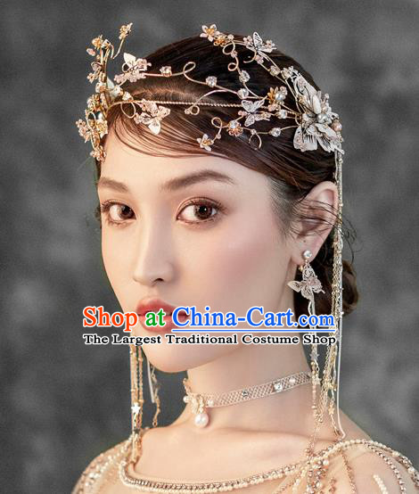 Chinese Ancient Handmade Butterfly Hair Clasp Bride Hairpins Traditional Classical Wedding Hair Accessories for Women