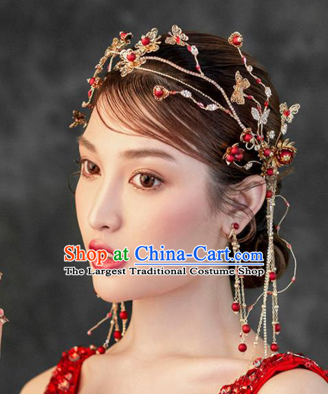 Chinese Ancient Handmade Bride Tassel Hair Clasp Hairpins Traditional Classical Wedding Hair Accessories for Women