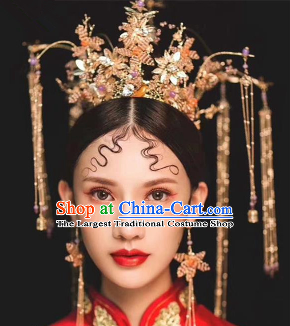 Chinese Ancient Palace Crown Phoenix Coronet Hairpins Traditional Hair Accessories Headdress for Women