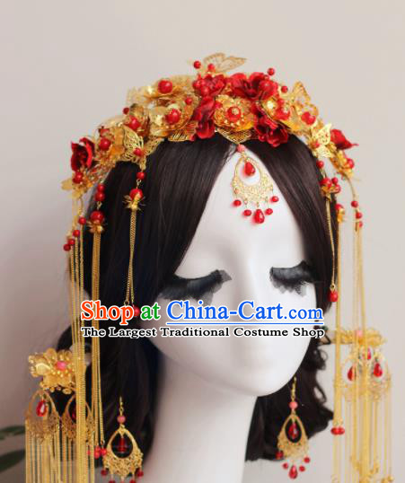 Handmade Chinese Ancient Wedding Hair Crown Hairpins Traditional Hair Accessories Headdress for Women