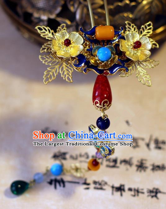 Handmade Chinese Ancient Palace Tassel Hairpins Traditional Hair Accessories Headdress for Women