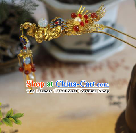 Handmade Chinese Ancient Bride Phoenix Tassel Hairpins Traditional Hair Accessories Headdress for Women