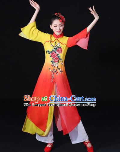 Chinese Traditional Classical Dance Dress Umbrella Dance Stage Performance Costume for Women