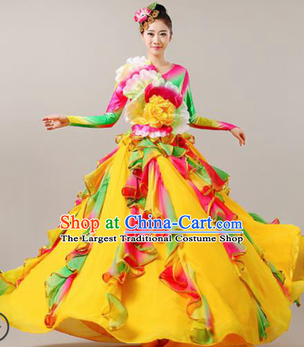 Chinese Traditional Opening Dance Bubble Dress Modern Dance Chorus Stage Performance Costume for Women