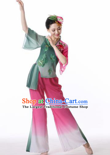 Traditional Chinese Folk Dance Veil Clothing Yangko Dance Costume for Women