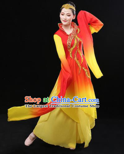 Chinese Traditional Classical Dance Dress Umbrella Dance Stage Performance Costume for Women