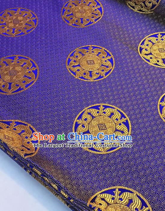 Asian Chinese Royal Scale Pattern Purple Brocade Fabric Traditional Silk Fabric Tang Suit Material