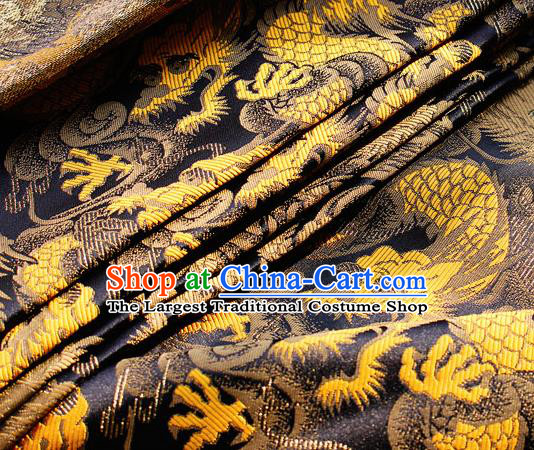 Asian Chinese Royal Golden Dragon Pattern Brocade Fabric Traditional Silk Fabric Tang Suit Material