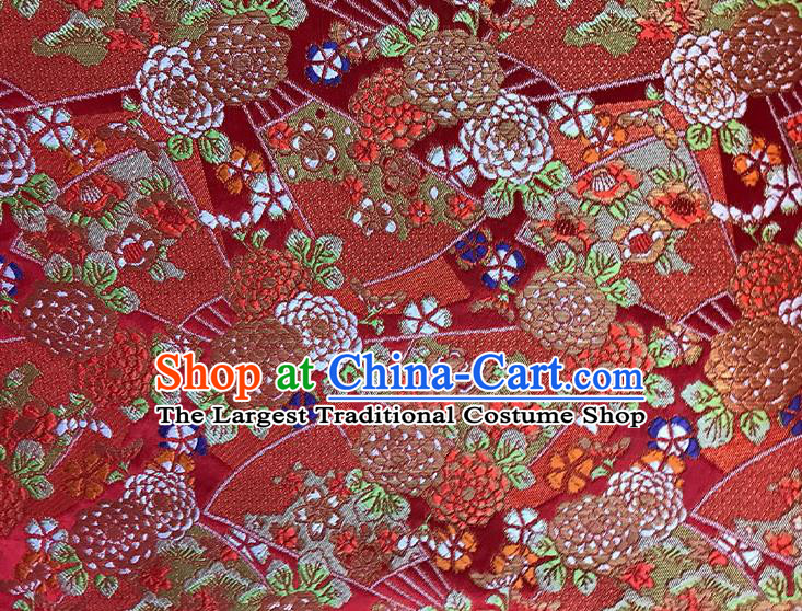 Asian Chinese Royal Pattern Red Brocade Fabric Traditional Silk Fabric Kimono Material