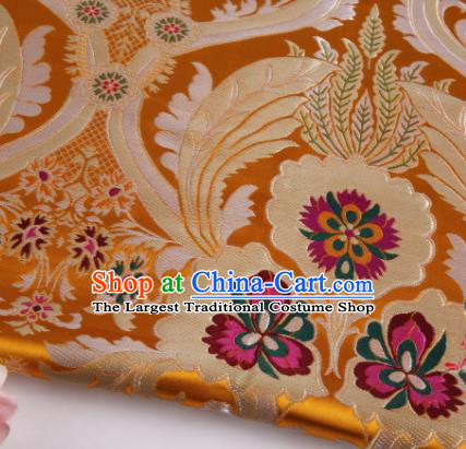 Asian Chinese Traditional Pattern Golden Nanjing Brocade Fabric Tang Suit Silk Material