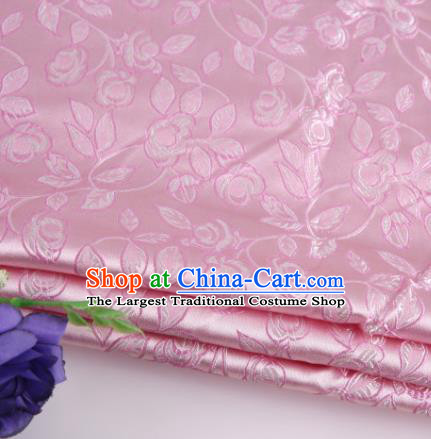 Asian Chinese Traditional Leaf Pattern Pink Nanjing Brocade Fabric Tang Suit Silk Material