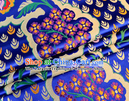 Asian Chinese Traditional Royalblue Nanjing Brocade Fabric Tang Suit Royal Pattern Silk Fabric Material