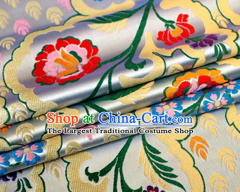 Asian Chinese Traditional White Nanjing Brocade Fabric Tang Suit Royal Pattern Silk Fabric Material