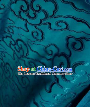 Asian Chinese Traditional Royal Auspicious Clouds Pattern Dark Green Brocade Fabric Tang Suit Silk Fabric Material