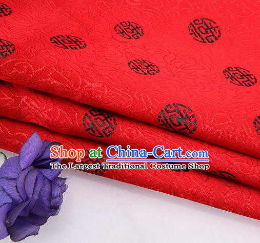 Asian Chinese Traditional Royal Black Longevity Pattern Red Brocade Fabric Tang Suit Silk Fabric Material