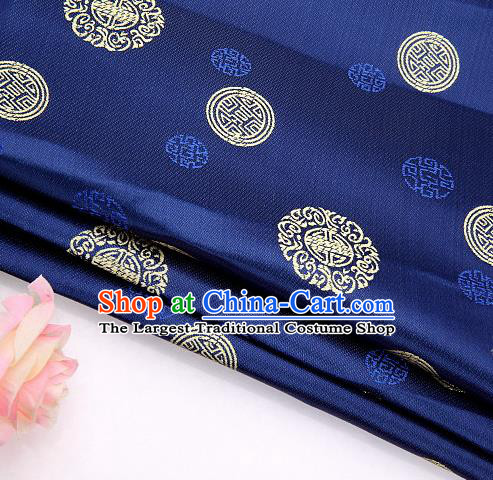 Asian Chinese Traditional Round Pattern Royalblue Brocade Fabric Tang Suit Silk Material