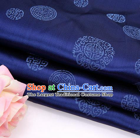 Asian Chinese Traditional Round Pattern Navy Brocade Fabric Tang Suit Silk Material