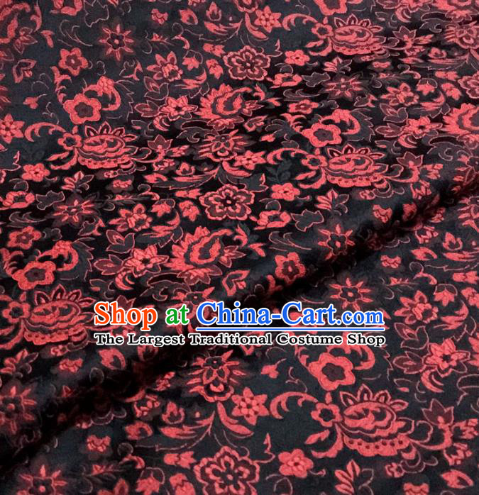 Asian Chinese Classical Scroll Pattern Black Brocade Traditional Cheongsam Satin Fabric Tang Suit Silk Material