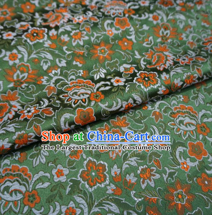 Asian Chinese Classical Scroll Design Pattern Green Brocade Traditional Cheongsam Satin Fabric Tang Suit Silk Material