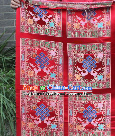 Asian Chinese Classical Buddhism Lucky Pattern Red Nanjing Brocade Traditional Tibetan Robe Satin Fabric Silk Material