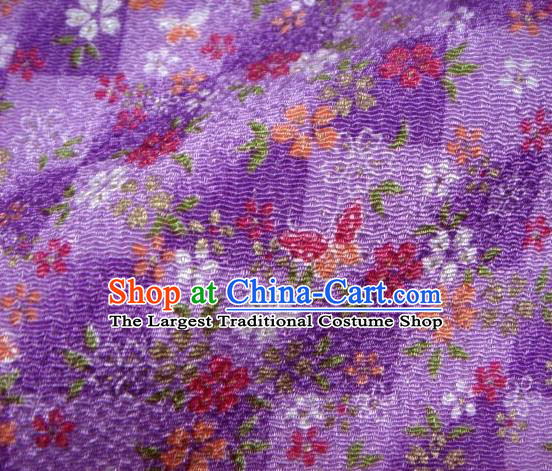 Asian Traditional Classical Butterfly Flowers Pattern Purple Tapestry Satin Brocade Fabric Japanese Kimono Silk Material