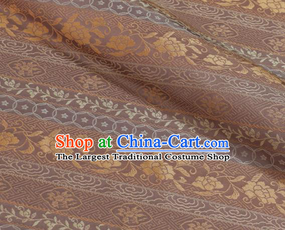 Asian Traditional Classical Peony Pattern Pink Brocade Fabric Japanese Kimono Satin Silk Material