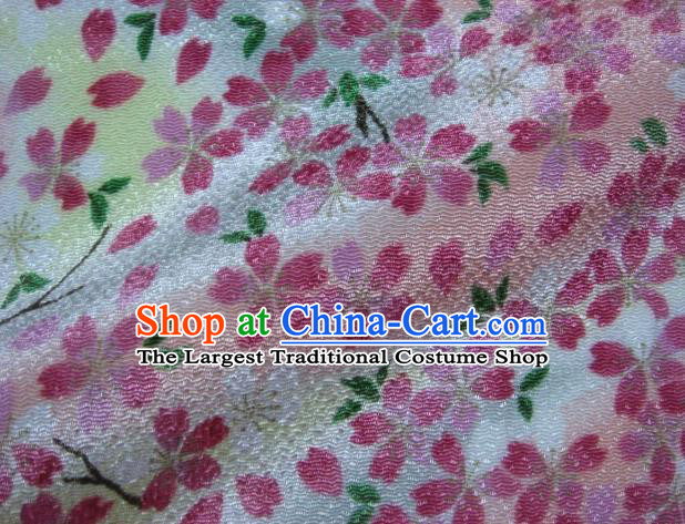 Asian Traditional Classical Sakura Pattern Pink Tapestry Satin Nishijin Brocade Fabric Japanese Kimono Silk Material