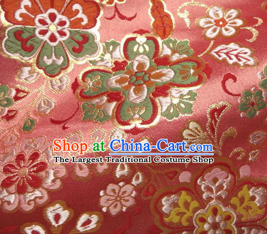 Asian Traditional Classical Pattern Damask Pink Brocade Fabric Japanese Kimono Tapestry Satin Silk Material