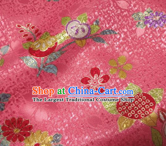 Asian Traditional Kimono Classical Oranger Blossom Pattern Pink Damask Brocade Fabric Japanese Kyoto Tapestry Satin Silk Material