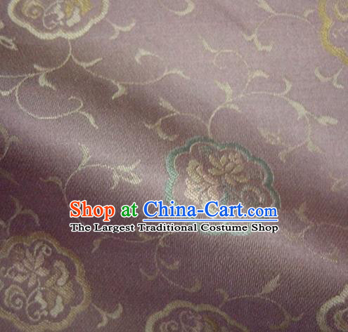 Asian Traditional Kyoto Kimono Classical Lotus Pattern Purple Damask Brocade Fabric Japanese Tapestry Satin Silk Material