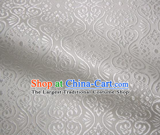 Asian Traditional Kyoto Kimono Brocade Classical Pattern White Damask Fabric Japanese Tapestry Satin Silk Material