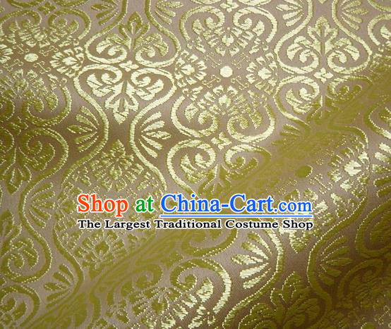 Asian Traditional Kyoto Kimono Brocade Classical Pattern Yellow Damask Fabric Japanese Tapestry Satin Silk Material