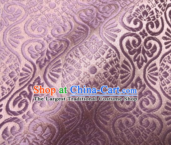 Asian Traditional Kyoto Kimono Brocade Classical Pattern Violet Damask Fabric Japanese Tapestry Satin Silk Material