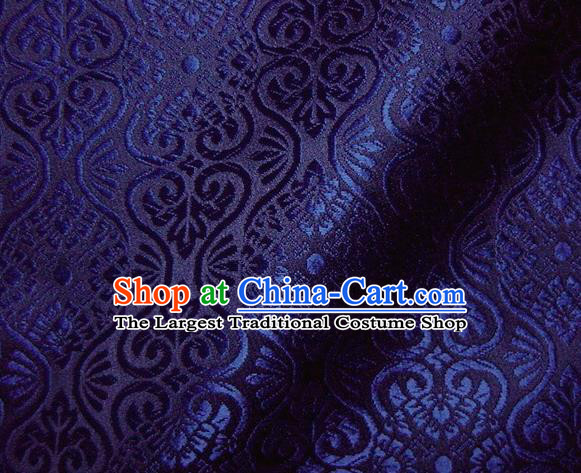 Asian Traditional Kyoto Kimono Brocade Classical Pattern Royalblue Damask Fabric Japanese Tapestry Satin Silk Material