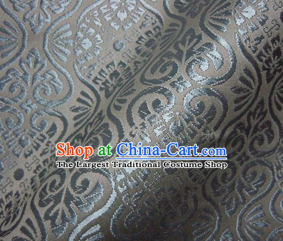 Asian Traditional Kyoto Kimono Brocade Classical Pattern Grey Damask Fabric Japanese Tapestry Satin Silk Material