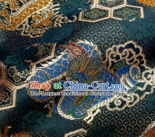 Asian Traditional Baldachin Classical Dragon Pattern Atrovirens Brocade Fabric Japanese Kimono Tapestry Satin Silk Material