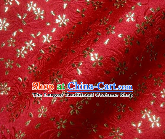 Asian Japanese Traditional Kimono Tapestry Satin Classical Chrysanthemum Pattern Red Brocade Fabric Baldachin Silk Material