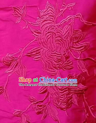 Asian Traditional Fabric Classical Embroidered Peony Pattern Rosy Brocade Chinese Satin Silk Material