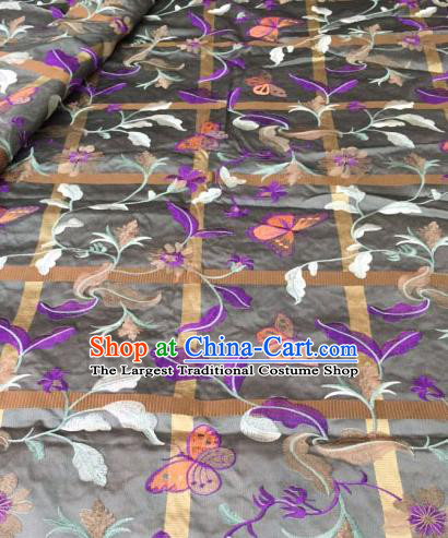 Asian Traditional Fabric Classical Embroidered Butterfly Pattern Brocade Chinese Satin Silk Material