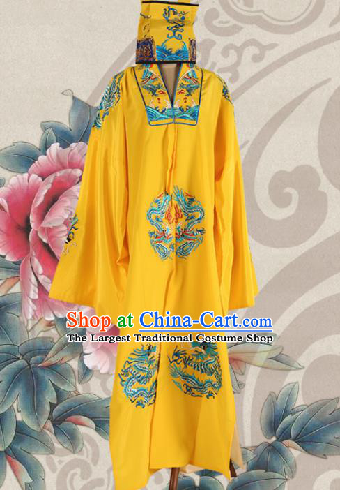 Chinese Traditional Beijing Opera Old Men Yellow Robe Ancient Landlord Costume for Men