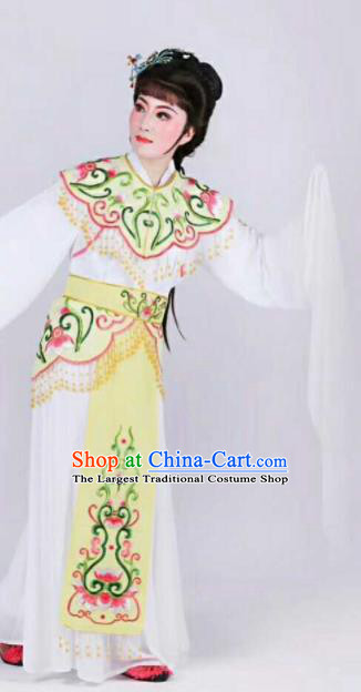 Chinese Traditional Beijing Opera Palace Lady Yellow Dress Ancient Peri Princess Embroidered Costume for Women