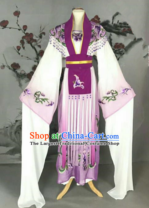 Traditional Chinese Peking Opera Nobility Lady Purple Dress Ancient Peri Princess Costume for Women