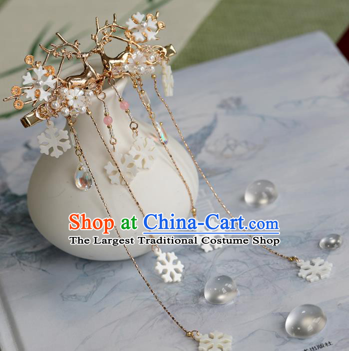 Chinese Traditional Hanfu Hair Accessories Ancient Princess Shell Tassel Hair Claws Deer Hairpins for Women