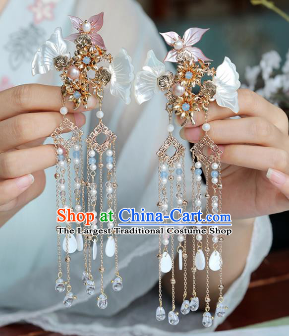 Chinese Traditional Hanfu Hair Accessories Ancient Princess Shell Butterfly Hair Claws Hairpins for Women