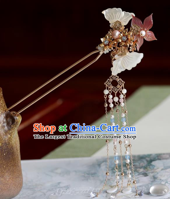 Chinese Traditional Hanfu Hair Accessories Ancient Princess Shell Butterfly Tassel Hairpins for Women