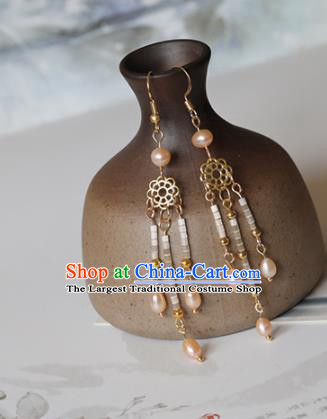 Chinese Traditional Hanfu Ear Accessories Ancient Princess Pearls Earrings for Women