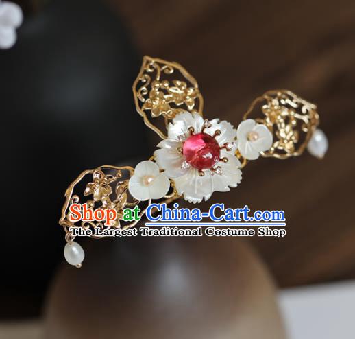 Chinese Ancient Princess Shell Flower Hairpins Traditional Hanfu Hair Accessories for Women