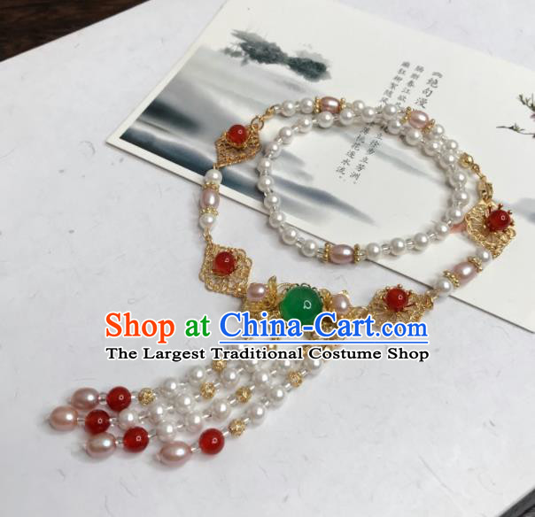 Chinese Traditional Hanfu Accessories Ancient Princess Pearls Hanfu Necklace for Women