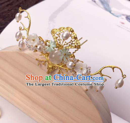 Chinese Ancient Princess Hairpins Golden Hair Crown Traditional Hanfu Hair Accessories for Women